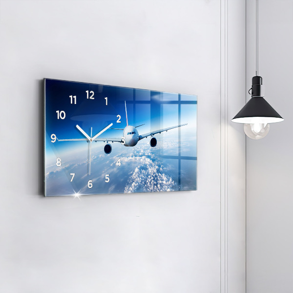 Reloj de cristal horizontal Avión Nubes