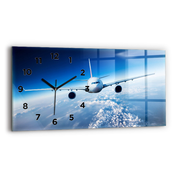 Reloj de cristal horizontal Avión Nubes