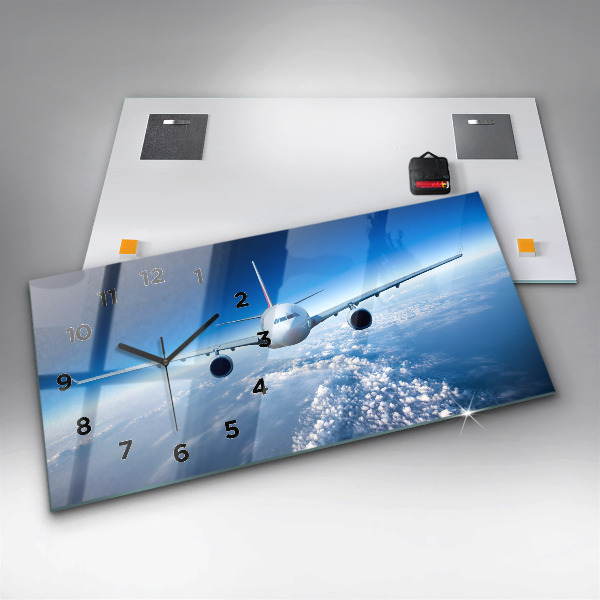 Reloj de cristal horizontal Avión Nubes