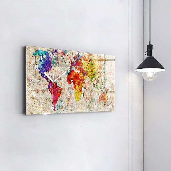 Reloj de cristal horizontal Mapamundi de colores