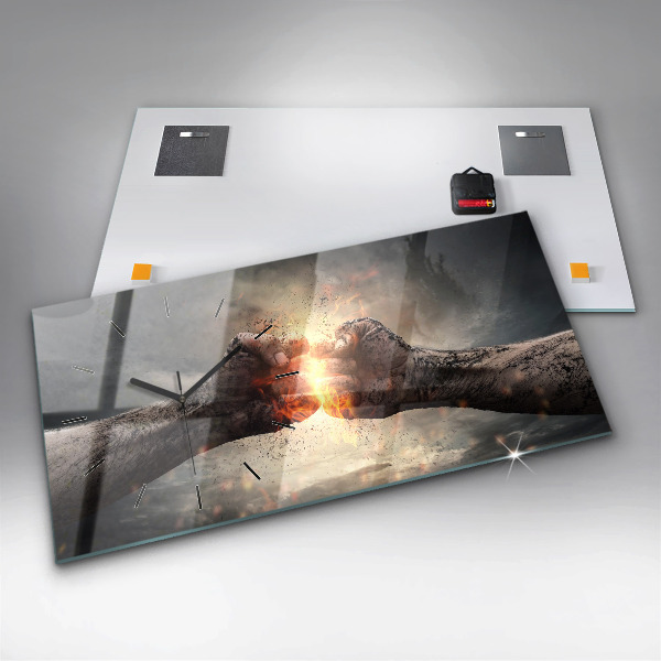 Reloj de cristal horizontal Puños Poder