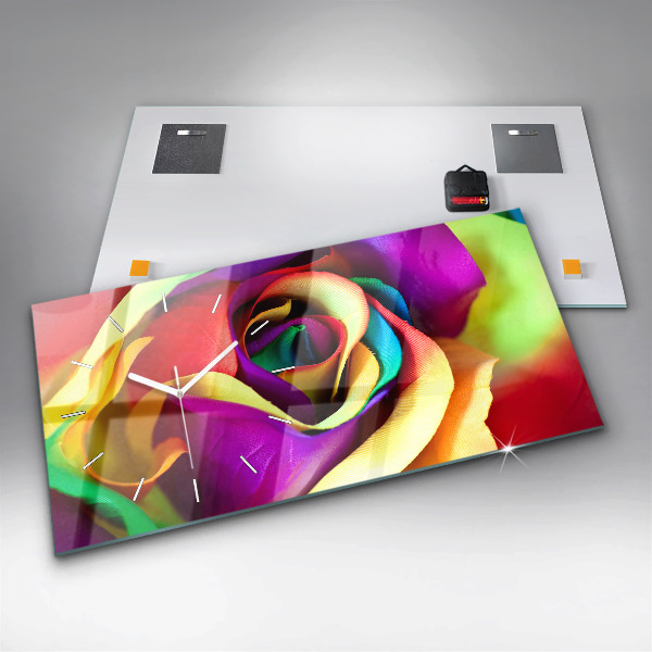 Reloj horizontal Rosa arco iris