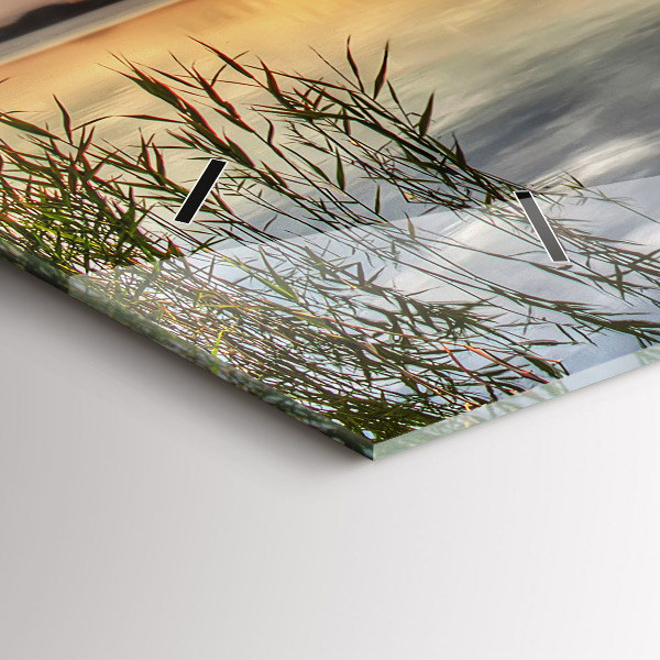 Reloj de cristal horizontal Atardecer Lago