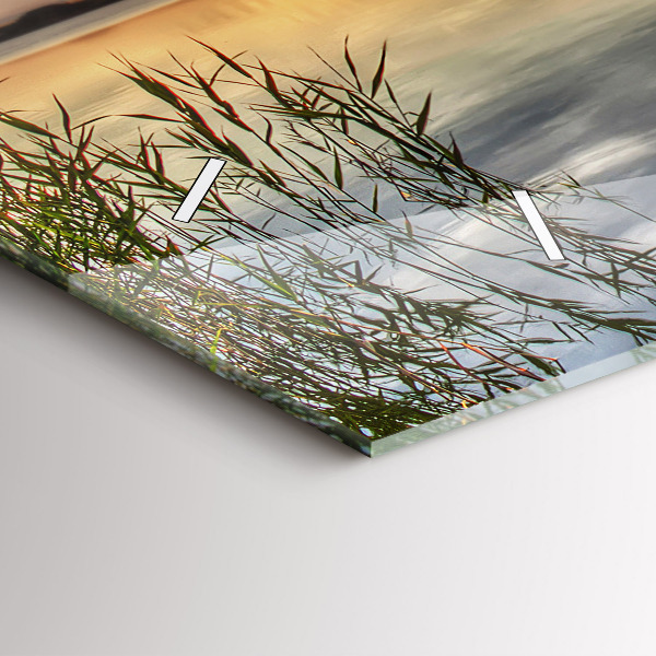 Reloj de cristal horizontal Atardecer Lago