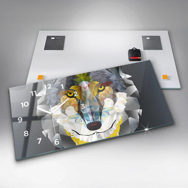 Reloj de cristal horizontal Cabeza de lobo