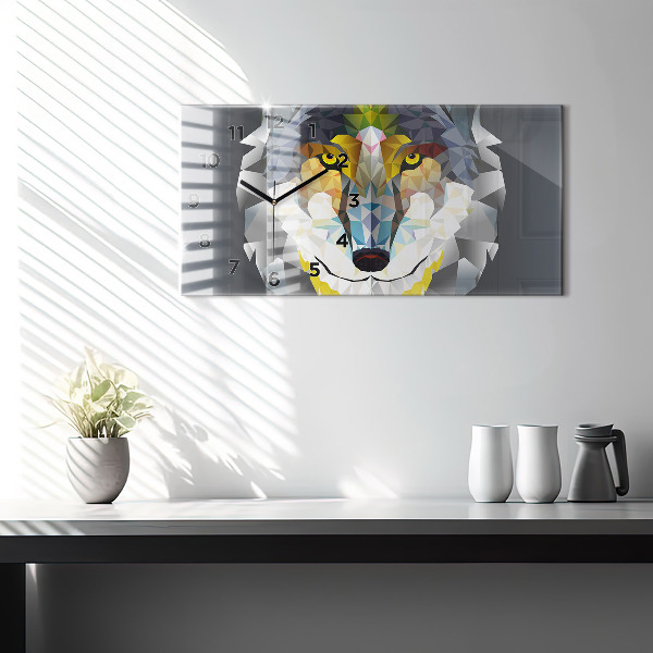 Reloj de cristal horizontal Cabeza de lobo