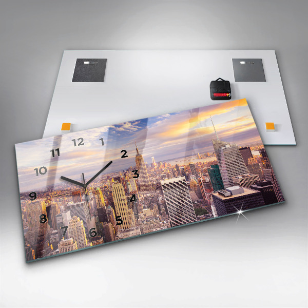 Reloj de cristal horizontal Atardecer Nueva York