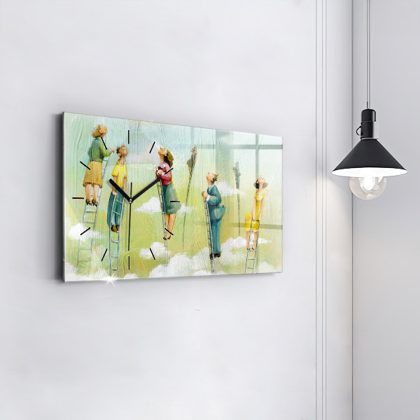 Reloj horizontal Gente en una escalera