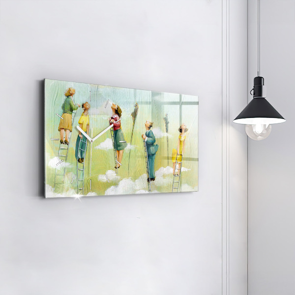 Reloj horizontal Gente en una escalera