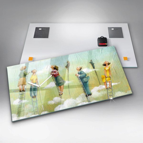 Reloj horizontal Gente en una escalera