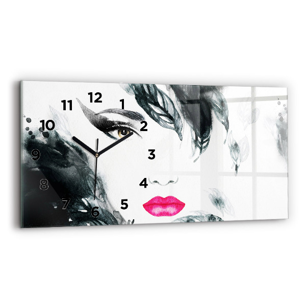 Reloj horizontal Retrato de mujer con labios rojos