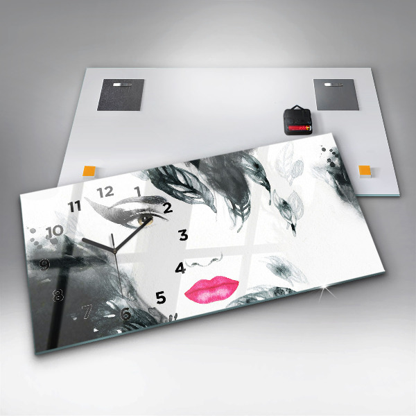 Reloj horizontal Retrato de mujer con labios rojos