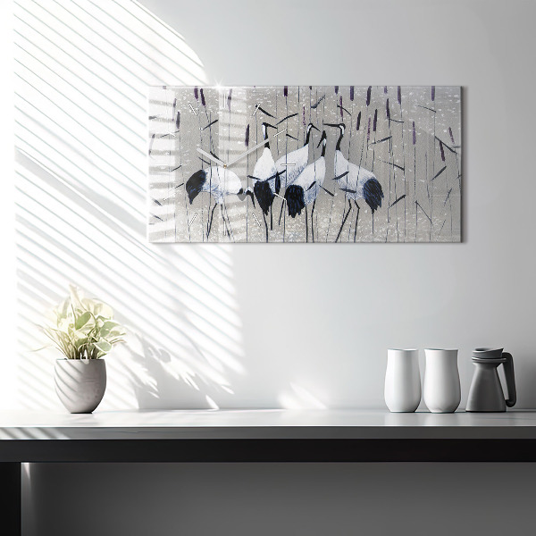 Reloj horizontal Grullas en los juncos