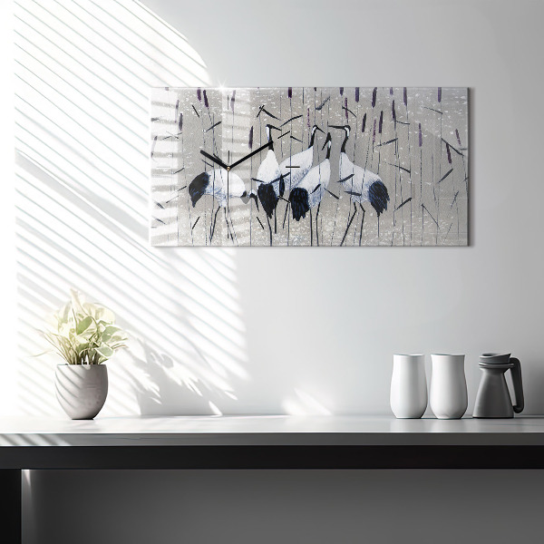 Reloj horizontal Grullas en los juncos