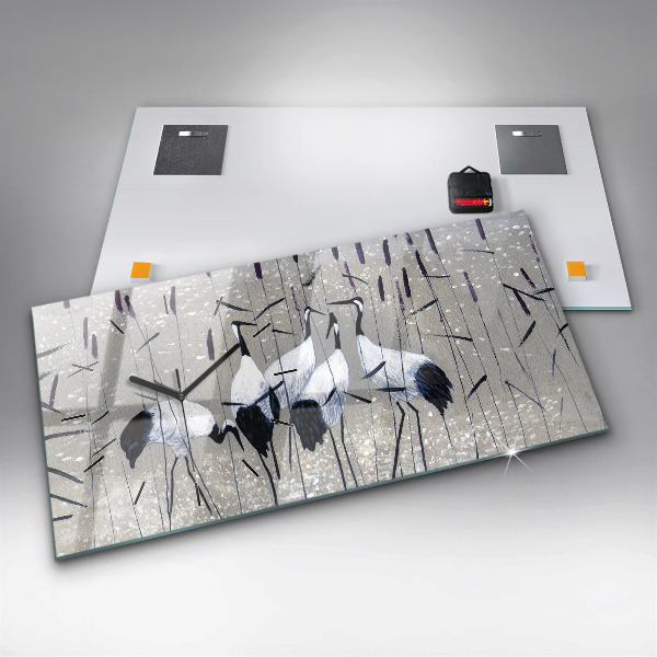 Reloj horizontal Grullas en los juncos