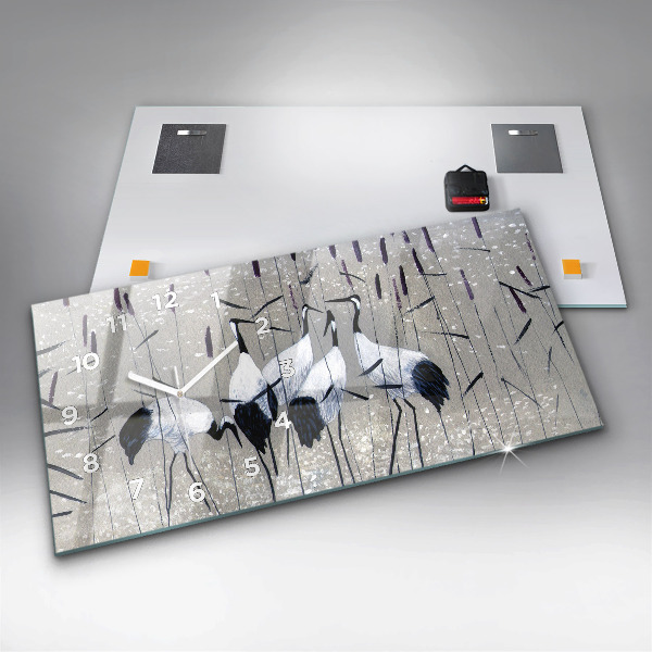 Reloj horizontal Grullas en los juncos