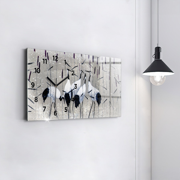 Reloj horizontal Grullas en los juncos