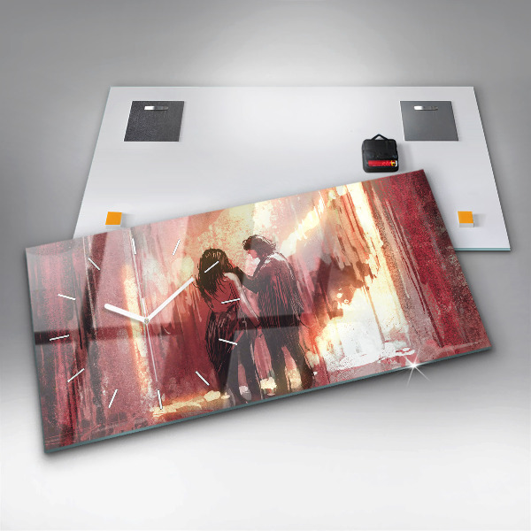 Reloj de cristal horizontal Pareja de jóvenes enamorados