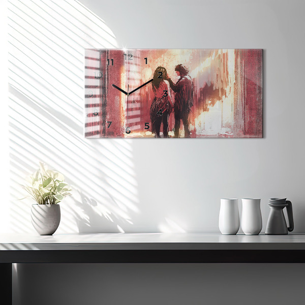 Reloj de cristal horizontal Pareja de jóvenes enamorados