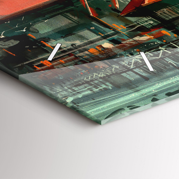 Reloj de cristal horizontal Pueblo pesquero