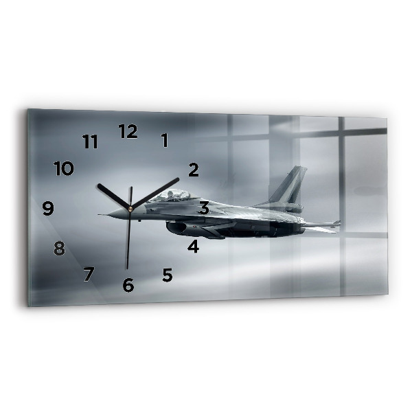 Reloj de cristal horizontal Avión militar en vuelo