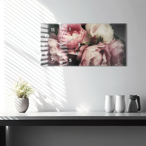 Reloj horizontal Ramo de rosas rosas