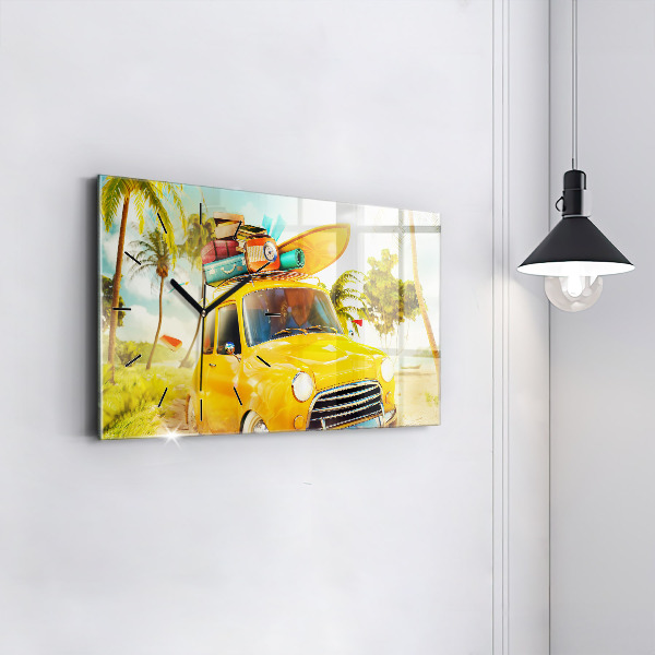 Reloj de cristal horizontal Coche con tabla de surf