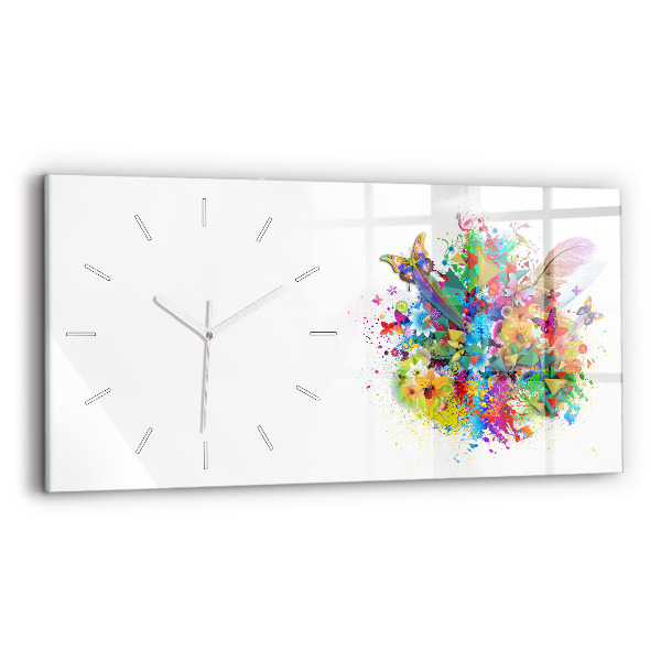 Reloj horizontal Armonía floral con mariposas