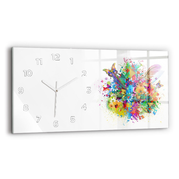 Reloj horizontal Armonía floral con mariposas
