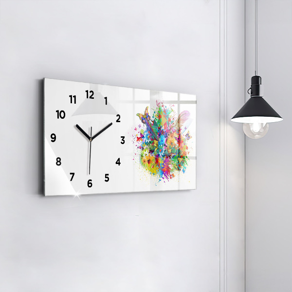 Reloj horizontal Armonía floral con mariposas