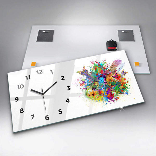 Reloj horizontal Armonía floral con mariposas
