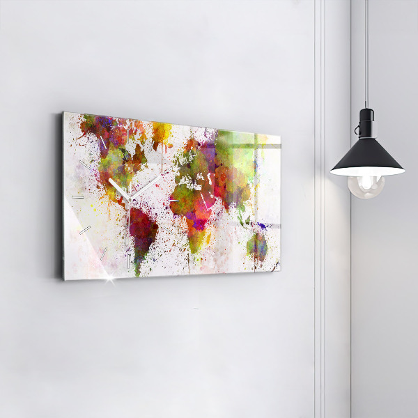 Reloj horizontal Mapamundi en acuarela