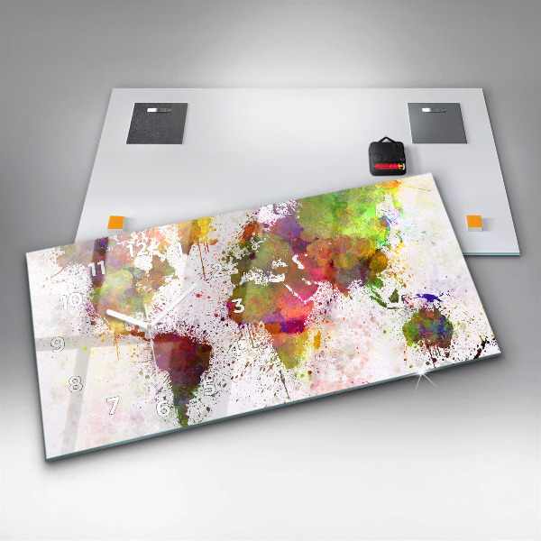 Reloj horizontal Mapamundi en acuarela