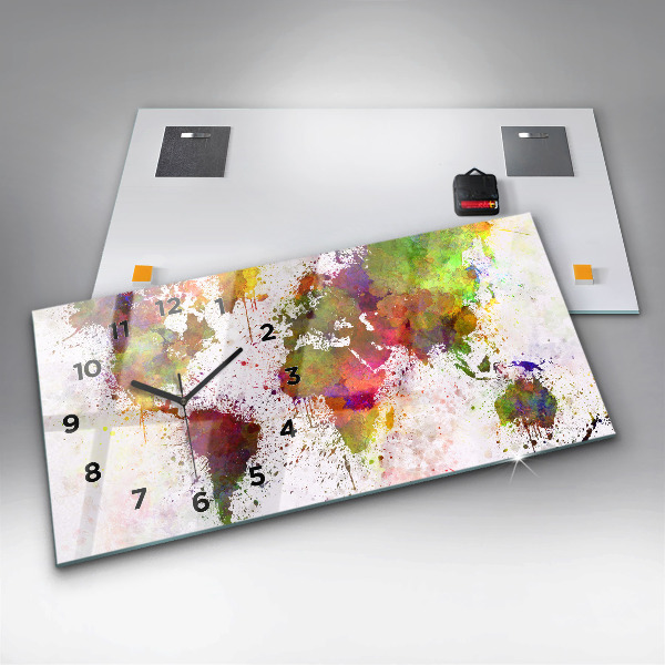 Reloj horizontal Mapamundi en acuarela