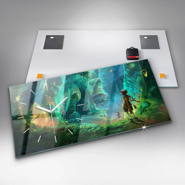 Reloj de cristal horizontal Niños en un bosque de cuento