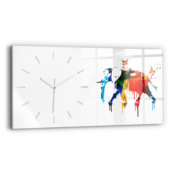 Reloj horizontal Elefante pintado de colores