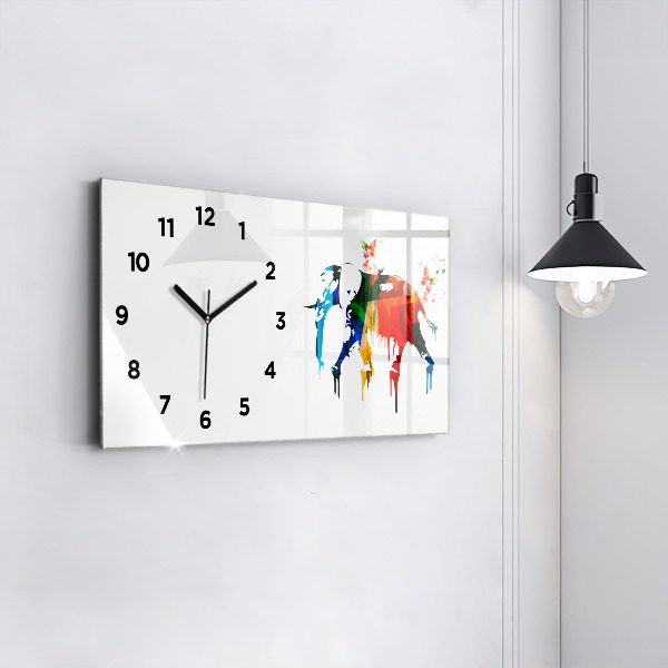 Reloj horizontal Elefante pintado de colores