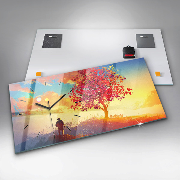 Reloj de cristal horizontal Paisaje otoñal