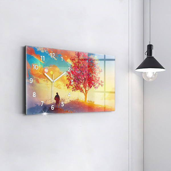 Reloj de cristal horizontal Paisaje otoñal