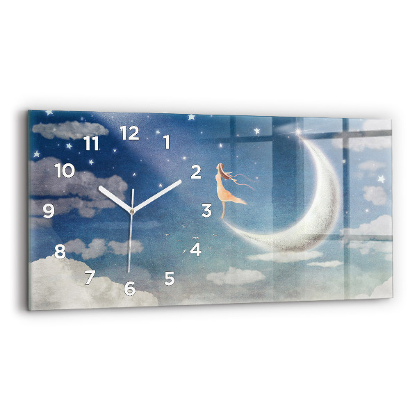 Reloj de cristal horizontal Chica en la luna