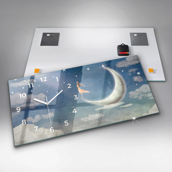 Reloj de cristal horizontal Chica en la luna