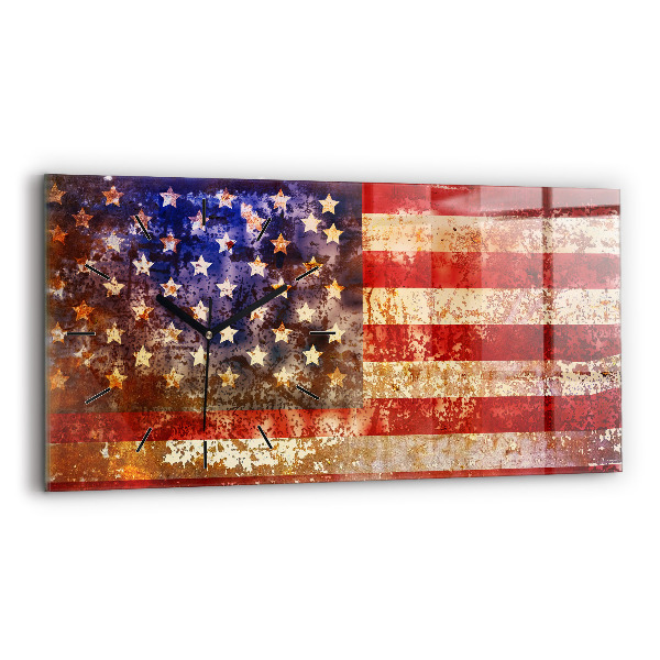 Reloj de cristal horizontal Bandera de EE.UU. en estilo vintage