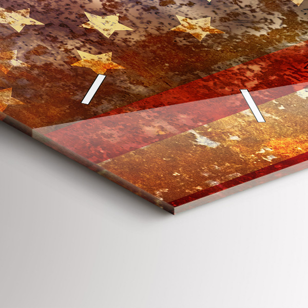 Reloj de cristal horizontal Bandera de EE.UU. en estilo vintage