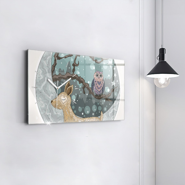 Reloj horizontal Animales nocturnos Luna