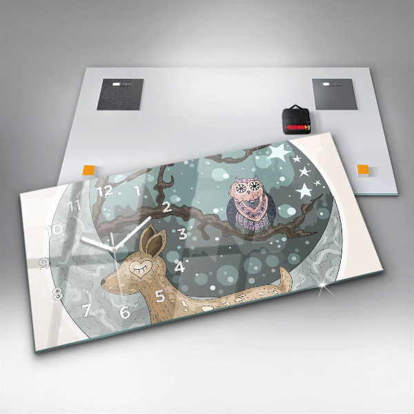 Reloj horizontal Animales nocturnos Luna