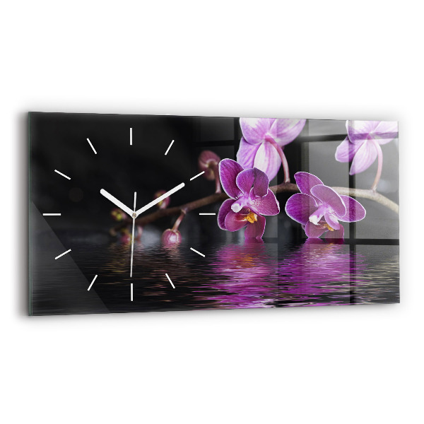 Reloj horizontal Flor de orquídea sobre el agua