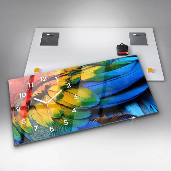 Reloj horizontal Pájaro Ara Alas de colores