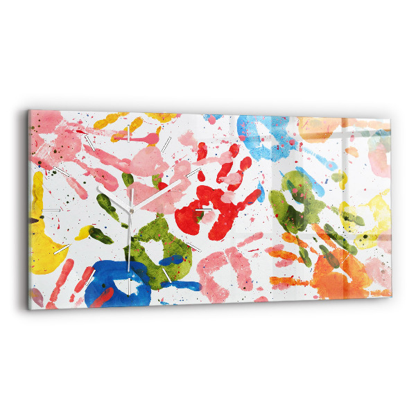 Reloj de cristal horizontal Huellas de manos de niños