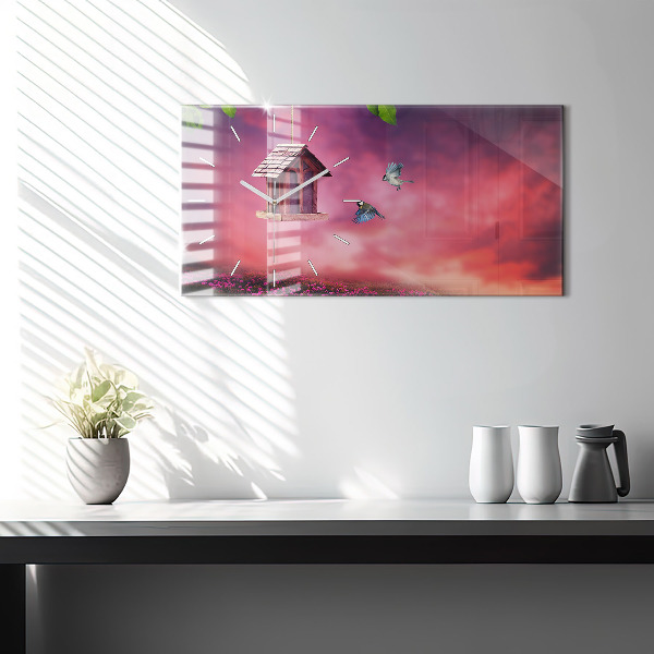 Reloj de cristal horizontal Pajarera