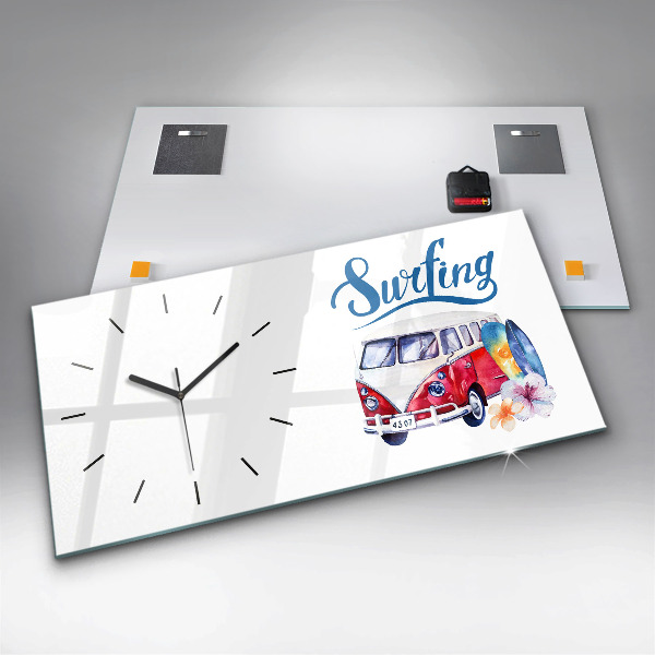 Reloj horizontal Coche y cartel Surf